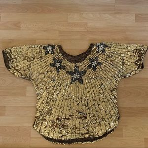 Beautiful Gold Sequin Vintage Top